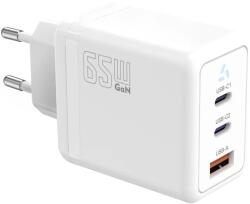 TB 2x USB-C + USB-A hálózati töltő 65W - Fehér (AZTBXUL3USB65WW) (AZTBXUL3USB65WW)