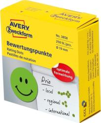 Avery Zweckform Avery 3858 Mosolygó arc 19mm öntapadó 250db-os zöld címke (etk6026246) (etk6026246)