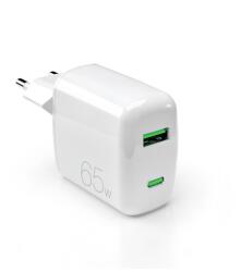 SBS Puro GaN USB-A / USB-C Hálózati töltő - Fehér (65W) (PUFCMTCUSBAC65WGWHI) (PUFCMTCUSBAC65WGWHI)