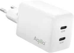 Aqiila Chargebird W2 2x USB-C Hálózati Gyorstöltő Adapter 45W - Fehér (AQWCW2PBI45W904) (AQWCW2PBI45W904)