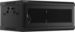 Lanberg 19" fali rack szekrény 4U/600X450 perforált ajtó, lapraszerelt, fekete (WF01-6404-23B) (WF01-6404-23B)