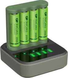 GP ReCyko B4D45 4X AA/AAA NiMh Akkumulátor töltő + 4x AA 2100mAh akkumulátor (130B421CD210AAC4) (130B421CD210AAC4)