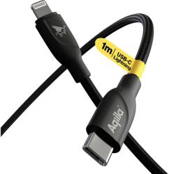 Aqiila CB21 USB-C apa - Lightning apa 2.0 Adat és töltő kábel 1m - Fekete (AQCBPBICB1BD850) (AQCBPBICB1BD850)