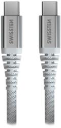 SWISSTEN 71541014 USB-C apa - USB-C apa Kevlár Adat- és töltőkábel 1, 5m - Fehér (71541014) (71541014)
