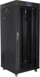Lanberg FF01-6627-12BL 19" 27U SZÉL: 600mm MÉLY: 600mm MAG: 1431mm lapraszerelt LCD üvegajtós fekete rack szekrény (FF01-6627-12BL) (FF01-6627-12BL)