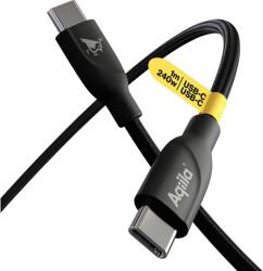 Aqiila CB11 USB-C apa - USB-C apa 2.0 Adat és töltő kábel 1m - Fekete (AQCBPBICB2BD867) (AQCBPBICB2BD867)