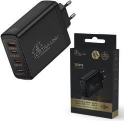 ExtraLink CHARESL01 Smart Life 3x USB Type-C / 1x USB Type-A GaN Hálózati töltő - Fekete (100W) (CHARESL01) (CHARESL01)