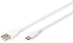 ASSMANN 2m Usb-a To Usb-c Cable White Silicone60w Power Delivery (ak-300340-020-w) (ak-300340-020-w)