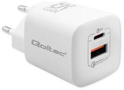 Qoltec GaN Ultra USB-C / USB-A Hálózati töltő - Fehér (35W) (50763) (50763)