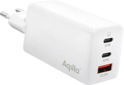 Aqiila Chargebird W3 2x USB-C / 1x USB-A Hálózati Gyorstöltő adapter 65W - Fehér (AQWCW3PBI65W911) (AQWCW3PBI65W911)