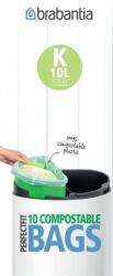 Brabantia PerfectFit Compostable komposztálható szemeteszsák, 100%-ban lebomló, keményítőből készült, K méret, 10L, 10 zsák/tekercs - 364983 (364983) (364983)
