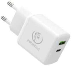 Rebeltec RBLAKT00016 USB Type-A / USB Type-C Hálózati töltő - Fehér (20W) (RBLAKT00016) (RBLAKT00016)
