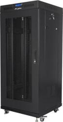 Lanberg 19" szabadon álló rack szekrény 27U/600X600 perforált ajtó, lapraszerelt, LCD kijelző, fekete V2 (FF01-6627-23BL) (FF01-6627-23BL)