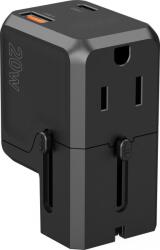 Choetech PD6038 USB Type-A / USB Type-C Utazó Hálózati töltő - Fekete (20W) (6932112106186) (6932112106186)
