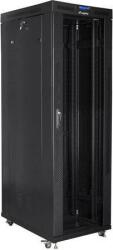 Lanberg FF01-8042-12BL 19" 42U SZÉL: 800mm MÉLY: 1000mm MAG: 2097mm lapraszerelt LCD üvegajtós fekete rack szekrény (FF01-8042-12BL) (FF01-8042-12BL)