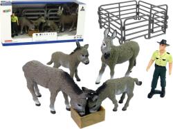 LEAN Toys Négy Szamár Farmer Figurakészlet - Szürke (9908) (9908)