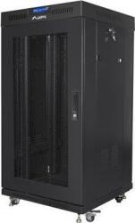 Lanberg 19" szabadon álló rack szekrény 22U/600X600 perforált ajtó, lapraszerelt, LCD kijelző, fekete V2 (FF01-6622-23BL) - xupe