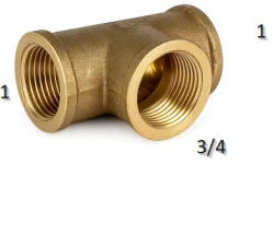 Velekey sárgaréz t idom 1"-3/4"-1" (V-T1X3-4X1) (V-T1X3-4X1)