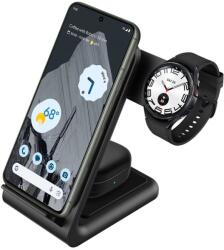 CRONG PowerSpot Pivot Stand 3in1 Vezeték Nélküli Töltő - Fekete (15W) (CRG-PSPS-BLK) (CRG-PSPS-BLK)