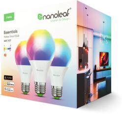 Nanoleaf Essentials Smart LED izzó 9W 806lm 2700-6500K E27 - RGBCW (3 db / csomag) (NF080B02-3A19E) (NF080B02-3A19E)