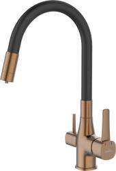 INVENA Magic, álló mosogatócsaptelep flexibilis karral és ivóvízszűrővel, fekete-matt réz, INV-BZ-02-F15-V (INV-BZ-02-F15-V)