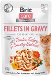 Brit Brit Care Cat Fillets in Gravy with Tender Turkey & Savory Salmon 85 g - Lejárat: 2025.08. 04