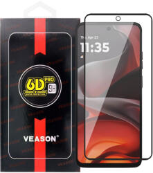 Motorola Moto G05 / G15 / G15 Power / E15 üvegfólia, tempered glass, előlapi, edzett, hajlított, fekete kerettel, Veason 6D Pro