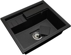 Bradoline ELITE 6052 gránit mosogató manuális szifonnal, fekete-szemcsés, beépíthető (BR-1023)