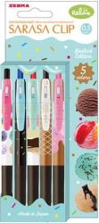 Zebra Zseléstoll, 0, 33 mm, nyomógombos, ZEBRA "Sarasa Clip Ice Cream", 5 különbözõ szín (5 db) (TZ82756)