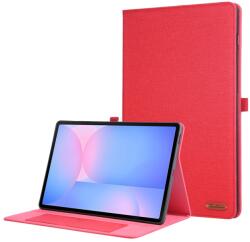  FABRIC Flip tok Samsung Galaxy Tab S10 FE+ készülékhez, piros