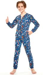 Cornette Pijama salopeta baieti 1-8 ani, 100% bumbac, Cornette B185-125 Barber (Culoare: Albastru, Marime: 122-128) (NX-4085)