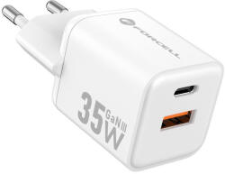 Forcell F-Energy Mini GaN III VT-35C USB-C + USB-A töltő adapter, PD, QC4.0, 35W, fehér