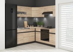 Black Red White Junona sarokkonyha NAR3 jobbos sonoma tölgy/ wenge sonoma tölgy munkalappal