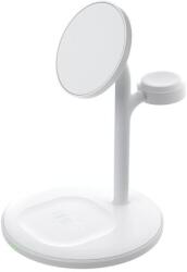 Green Cell MagScape fehér indukciós töltő állvány 3-in-1 MagSafe töltő iPhone, Apple Watch, AirPods és egyéb wireless eszközökhöz (MSST-GC-3IN1-W)