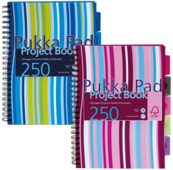 Hezi Spirálfüzet, A4, vonalas, 125 lap, PUKKA PAD Stripe project book (PUPBA4)