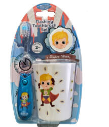 Happy Smile Light Szuperhősös Világítós Gyerek Fogkefe szett