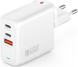 4smarts Flex hálózati töltő 1xUSB-A és 2xUSB-C csatlakozással 65W - fehér