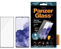 Panzer PRO Curved Microfracture antibakteriális fekete szegéllyel Samsung Galaxy S21 Ultra