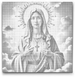 PontPöttyöző - Mária keresztel Méret: 50x50cm, Keretezés: Műanyagtáblával, Szín: Piros