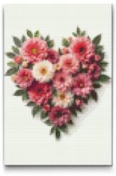 Gyémántszemes kirakó - Virágszív Méret: 20x30cm, Keretezés: Műanyagtáblával, Gyémántok: Kerek