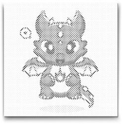  PontPöttyöző - Cuki sárkányka Méret: 50x50cm, Keretezés: Kerek keret, Szín: Fekete