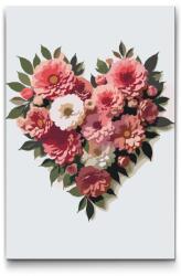 Festés számok szerint - Virágszív Méret: 40x60cm, Keretezés: Műanyagtáblával