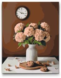  Festés számok szerint - Ódon rózsaszín hortenziák Méret: 40x50cm, Keretezés: Műanyagtáblával