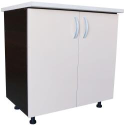 Spectral Mobila Masca pentru chiuveta cu 2 usi 80 cm Zebra, wenge/Cappuccino lucios, cu blat Travertin, 80 x 85 x 60 cm
