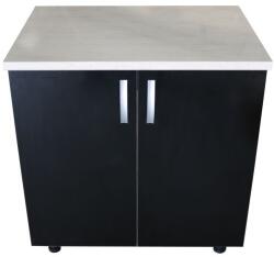 Spectral Mobila Masca pentru chiuveta cu 2 usi 80 cm Zebra, wenge/Negru lucios, cu blat Travertin, 80 x 85 x 60 cm