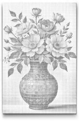  PontPöttyöző - Színes virágcsokor mozaik vázában Méret: 40x60cm, Keretezés: Műanyagtáblával, Szín: Zöld