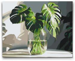  Festés számok szerint - Monstera a vázában Méret: 40x50cm, Keretezés: Műanyagtáblával