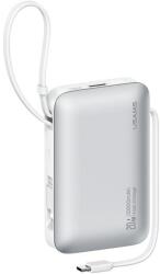 USAMS CD228 XR Series powerbank beépített Type-C és Lightning kábellel 10000mAh 20W - fehér