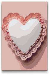  Festés számok szerint - Csipkés szív Méret: 20x30cm, Keretezés: Kartonlemezen