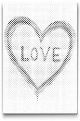 PontPöttyöző - LOVE szív Méret: 40x60cm, Keretezés: Kartonlemezen, Szín: Fekete